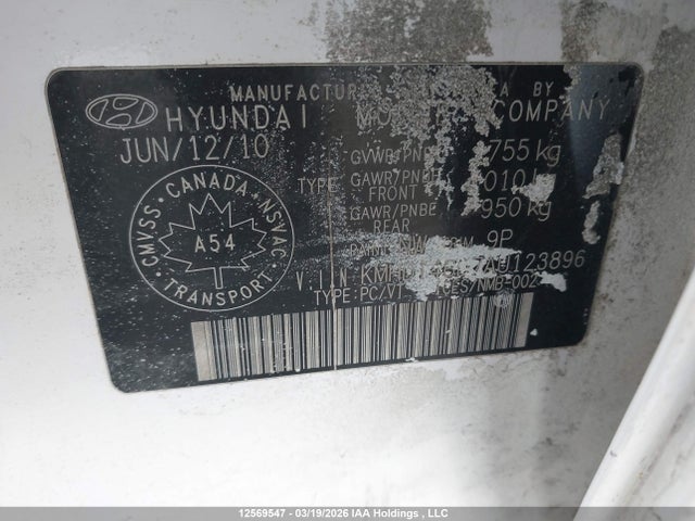 Продаж на аукціоні авто 2010 Hyundai Elantra Gls, vin: KMHDT4BD7AU123896, номер лоту: 12569547