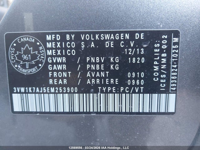 3VW1K7AJ5EM253900 Volkswagen JETTA S
