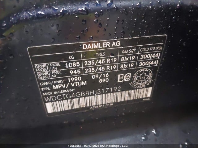 WDCTG4GB8HJ317192 Mercedes-Benz Gla 250 4matic