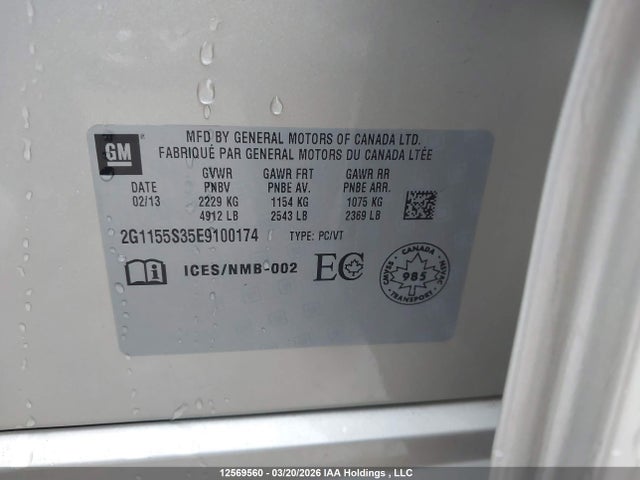 12569560 :رقم المزاد ، 2G1155S35E9100174 vin ، 2014 Chevrolet Impala 2lz مزاد بيع