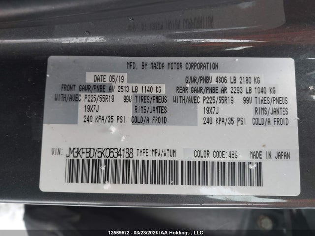 JM3KFBDY5K0634188 Mazda Cx-5 Gt W/turbo