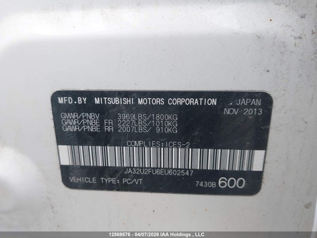 JA32U2FU6EU602547 Mitsubishi Lancer Es/es Sport