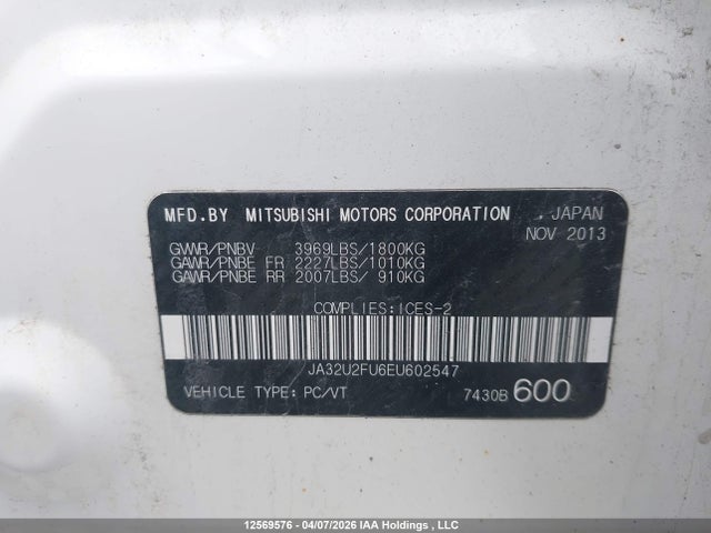 JA32U2FU6EU602547 Mitsubishi Lancer Es/es Sport