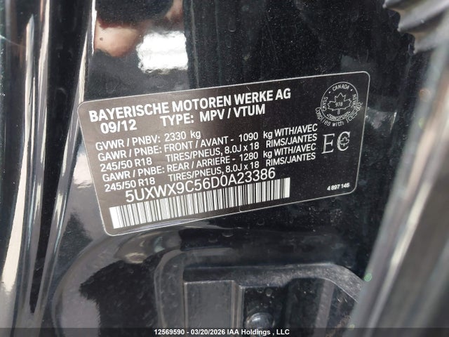 Aukcja sprzedaży 2013 Bmw X3 Xdrive28i, vin: 5UXWX9C56D0A23386, numer aukcji: 12569590