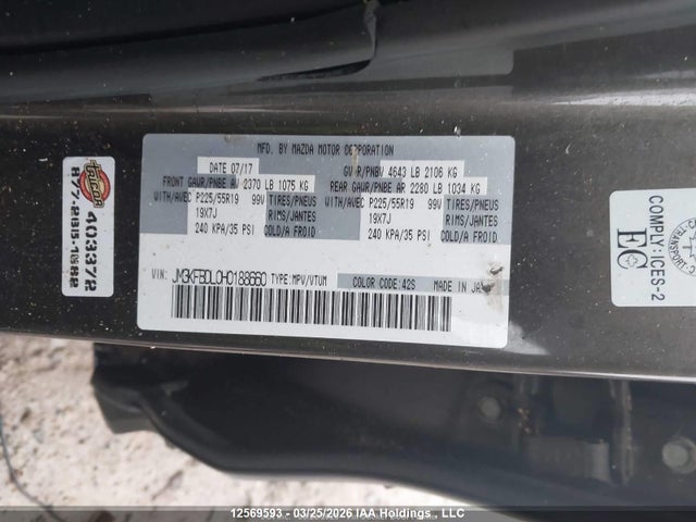 Aukcja sprzedaży 2017 Mazda Cx -5 Gt 4dr Awd, vin: JM3KFBDL0H0188660, numer aukcji: 12569593