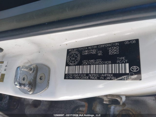 2008 Toyota Yaris მანქანა იყიდება აუქციონზე, vin: JTDKT923285201828, აუქციონის ნომერი: 12569597