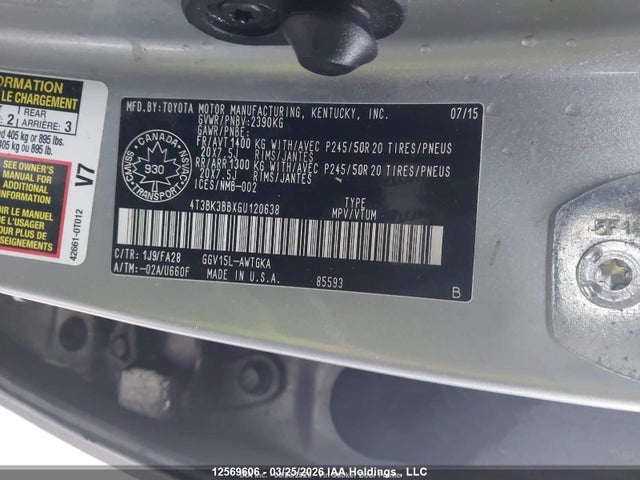2016 Toyota Venza Base V6 მანქანა იყიდება აუქციონზე, vin: 4T3BK3BBXGU120638, აუქციონის ნომერი: 12569606