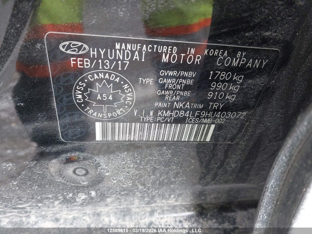 KMHD84LF9HU403072 Hyundai Elantra Se/value/limited