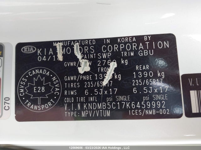 Продажа на аукционе авто 2019 Kia Sedona Lx/ex, vin: KNDMB5C17K6459992, номер лота: 12569656