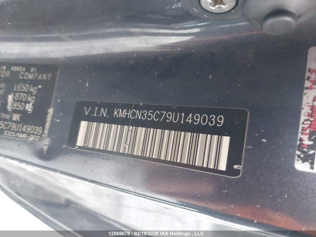 12569678 :رقم المزاد ، KMHCN35C79U149039 vin ، 2009 Hyundai Accent Gl/gl Sport/l مزاد بيع