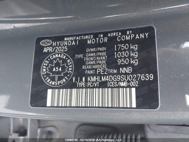 Aukcja sprzedaży 2025 Hyundai Elantra Sel Sport, vin: KMHLM4DG9SU027639, numer aukcji: 12569705