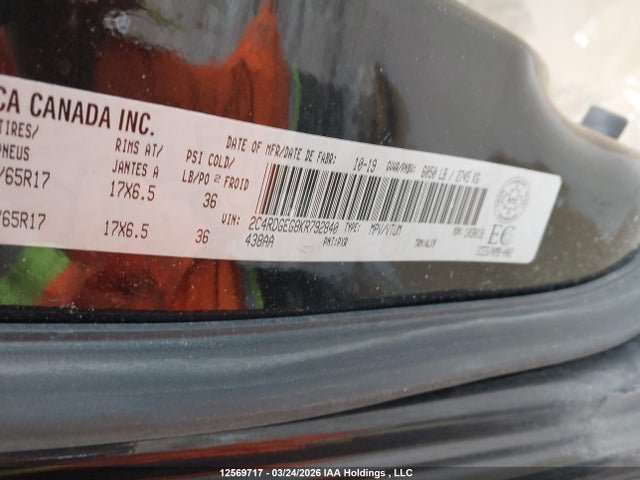 Продажа на аукционе авто 2019 Dodge Grand Caravan Gt, vin: 2C4RDGEG8KR792840, номер лота: 12569717
