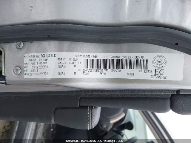 1C4PJMDS7FW672786 Jeep Cherokee Limited