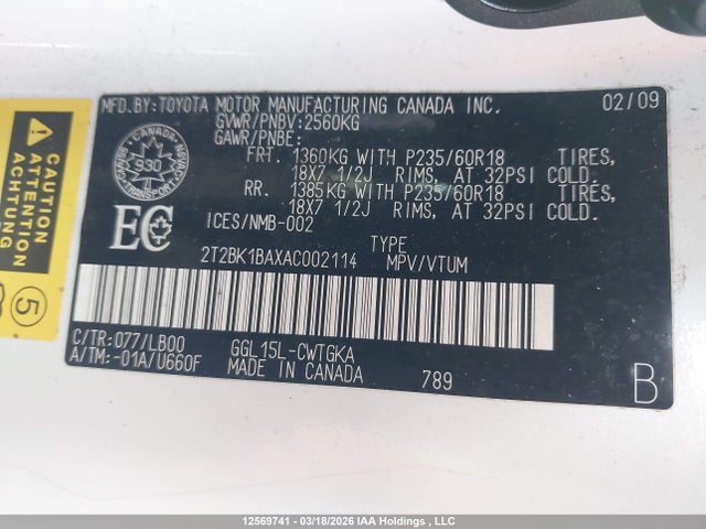 12569741 :رقم المزاد ، 2T2BK1BAXAC002114 vin ، 2010 Lexus Rx 350 مزاد بيع