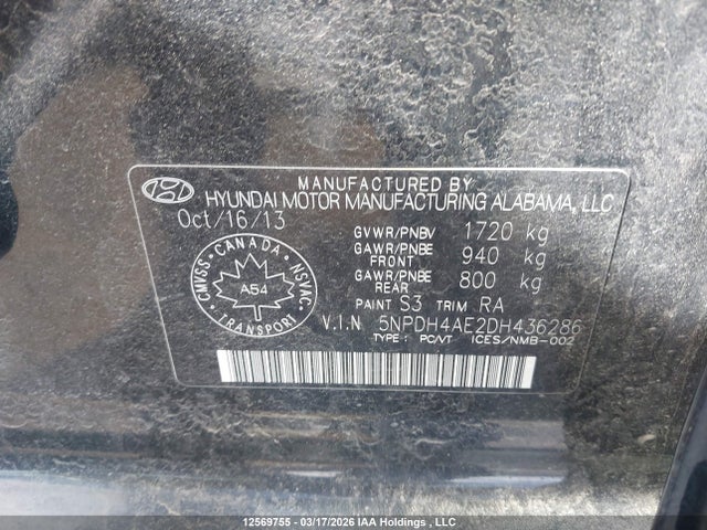 Продажа на аукционе авто 2013 Hyundai Elantra Gls/limited, vin: 5NPDH4AE2DH436286, номер лота: 12569755
