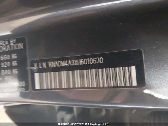 12569796 :رقم المزاد ، KNADM4A3XH6010630 vin ، 2017 Kia Rio Lx مزاد بيع