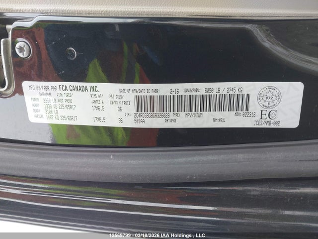 Продажа на аукционе авто 2016 Dodge Grand Caravan Se, vin: 2C4RDGBG8GR326028, номер лота: 12569799