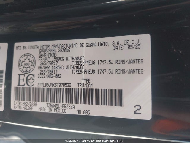 12569877 :رقم المزاد ، 3TYLB5JNXST078532 vin ، 2025 Toyota Tacoma Double Cab/sr5/trd Sport/trd Off Road/ltd مزاد بيع