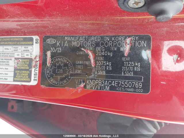 12569908 :رقم المزاد ، KNDPB3AC4E7550769 vin ، 2014 Kia Sportage Lx مزاد بيع