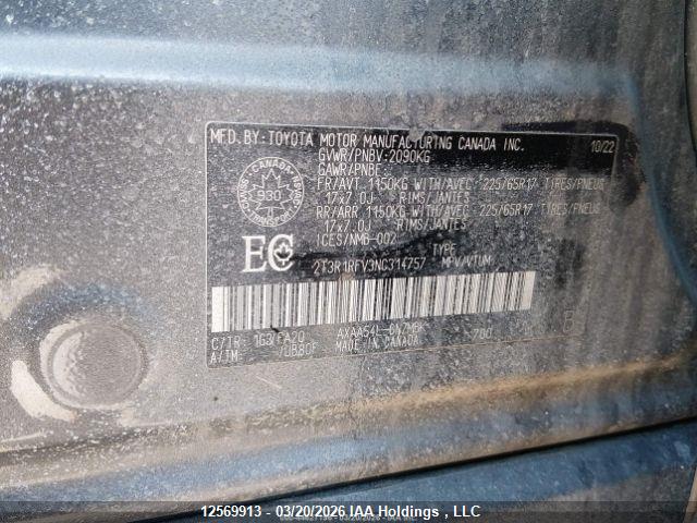 2022 Toyota Rav4 Xle მანქანა იყიდება აუქციონზე, vin: 2T3R1RFV3NC314757, აუქციონის ნომერი: 12569913