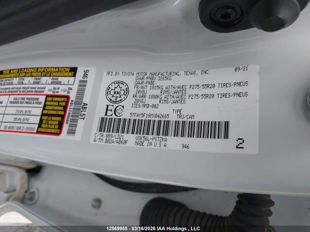 Aukcja sprzedaży 2021 Toyota Tundra Crewmax 1794/crewmax Platinum, vin: 5TFAY5F18MX042665, numer aukcji: 12569955