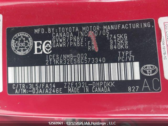 12569961 :رقم المزاد ، 2T1KR32E56C573340 vin ، 2006 Toyota Matrix Xr/xrs مزاد بيع