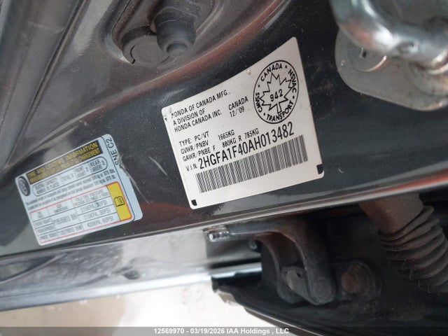 12569970 :رقم المزاد ، 2HGFA1F40AH013482 vin ، 2010 Honda Civic Dx-g مزاد بيع
