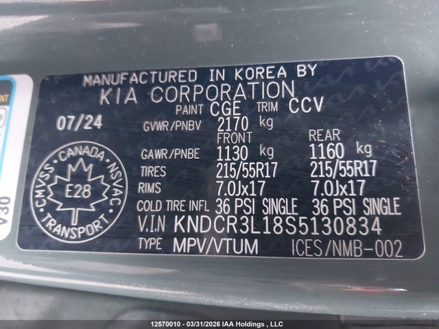 12570010 :رقم المزاد ، KNDCR3L18S5130834 vin ، 2025 Kia Niro Wind مزاد بيع
