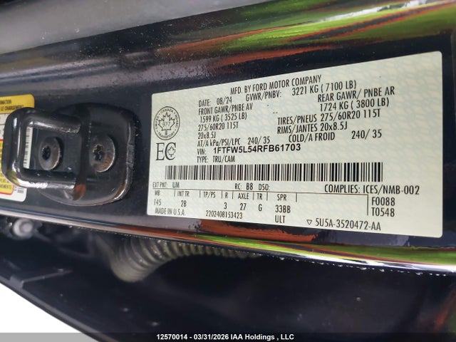 1FTFW5L54RFB61703 Ford F-150