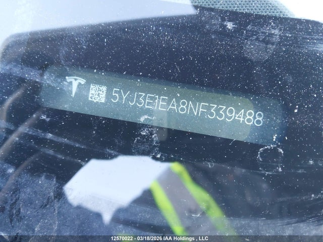 5YJ3E1EA8NF339488 Tesla Model 3 Rwd/standard Range