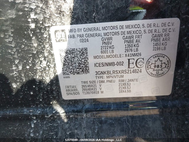 3GNKBLRSXRS214824 Chevrolet Blazer Premier