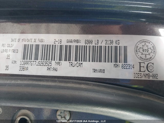 1C6RR7GT7JS263525 RAM 1500 Slt
