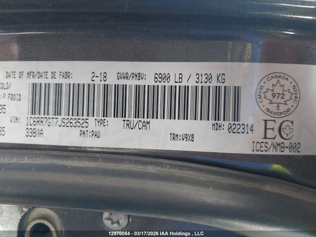 1C6RR7GT7JS263525 RAM 1500 Slt