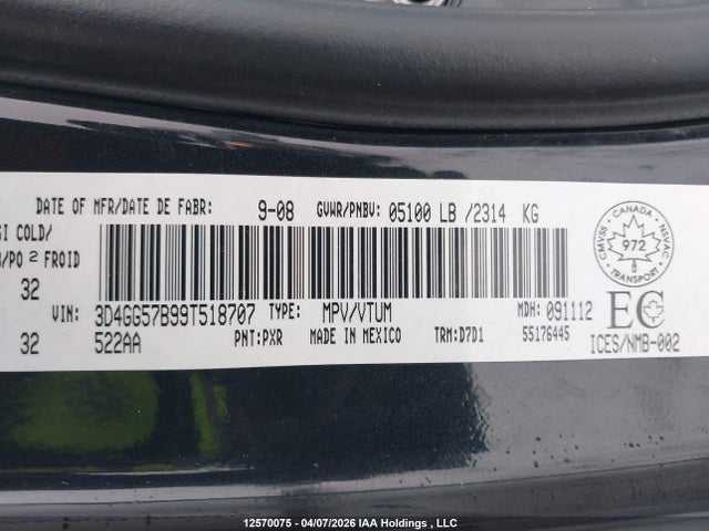 Aukcja sprzedaży 2009 Dodge Journey Sxt, vin: 3D4GG57B99T518707, numer aukcji: 12570075