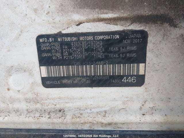 JA4AJ3AU7JZ605855 Mitsubishi RVR SE