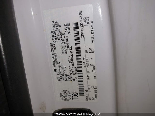Продаж на аукціоні авто 2017 Ford F-150 Xl/xlt, vin: 1FTEX1E84HKD85147, номер лоту: 12570098