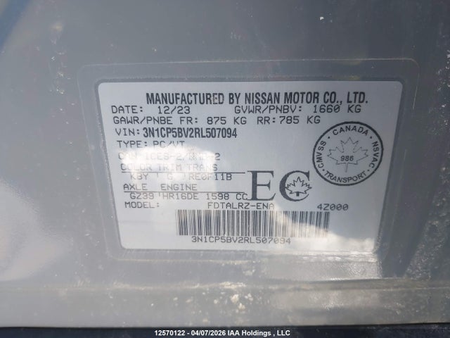 Aukcja sprzedaży 2024 Nissan Kicks, vin: 3N1CP5BV2RL507094, numer aukcji: 12570122