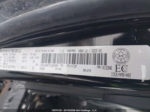 2015 Jeep Wrangler Sport მანქანა იყიდება აუქციონზე, vin: 1C4AJWAG7FL625485, აუქციონის ნომერი: 12570125