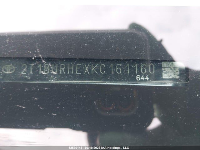 Aukcja sprzedaży 2019 Toyota Corolla Se, vin: 2T1BURHEXKC161160, numer aukcji: 12570145