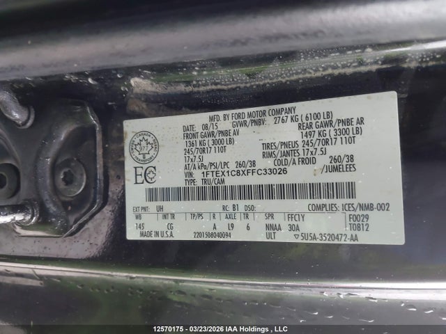 Продажа на аукционе авто 2015 Ford F-150, vin: 1FTEX1C8XFFC33026, номер лота: 12570175