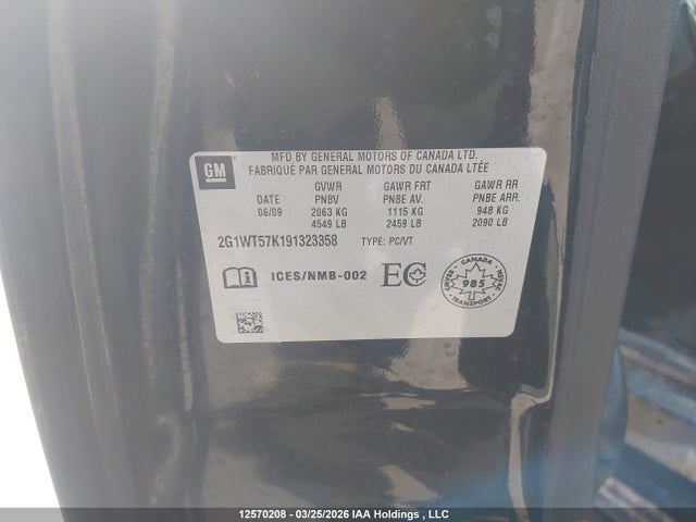 Aukcja sprzedaży 2009 Chevrolet Impala 1lt, vin: 2G1WT57K191323358, numer aukcji: 12570208