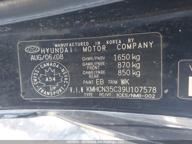 Aukcja sprzedaży 2009 Hyundai Accent Se, vin: KMHCN35C39U107578, numer aukcji: 12570223