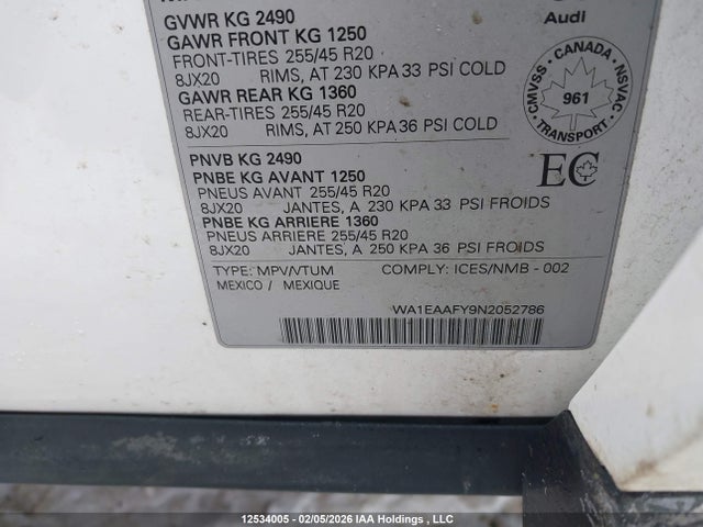WA1EAAFY9N2052786 Audi Q5 45 Progressiv