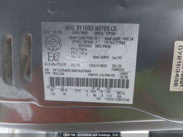Продаж на аукціоні авто 2009 Ford Ranger Fx4 Off-road/sport/xl/xlt, vin: 1FTZR45E39PA07800, номер лоту: 12547796