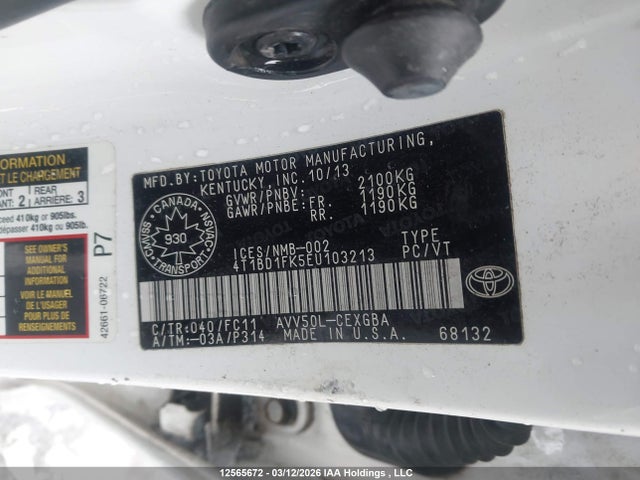Продаж на аукціоні авто 2014 Toyota Camry Hybrid Xle, vin: 4T1BD1FK5EU103213, номер лоту: 12565672
