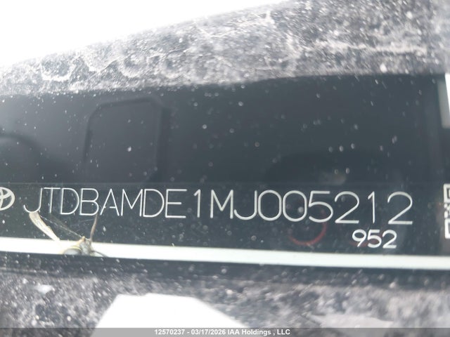 12570237 :رقم المزاد ، JTDBAMDE1MJ005212 vin ، 2021 Toyota Corolla Hybrid Base W/li Battery مزاد بيع