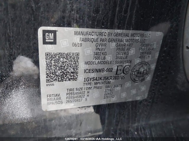 1GYS4JKJ5KR393785 Cadillac ESCALADE ESV