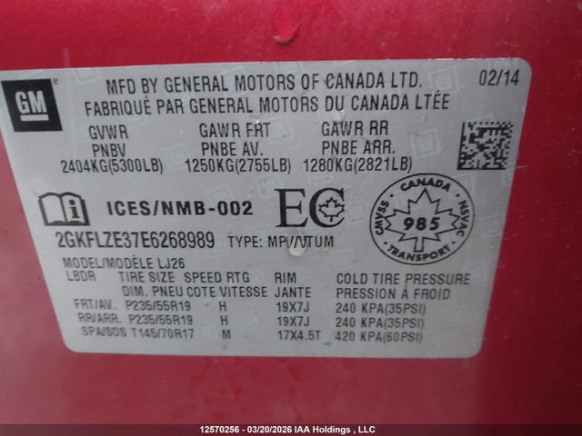 Aukcja sprzedaży 2014 Gmc Terrain Denali, vin: 2GKFLZE37E6268989, numer aukcji: 12570256