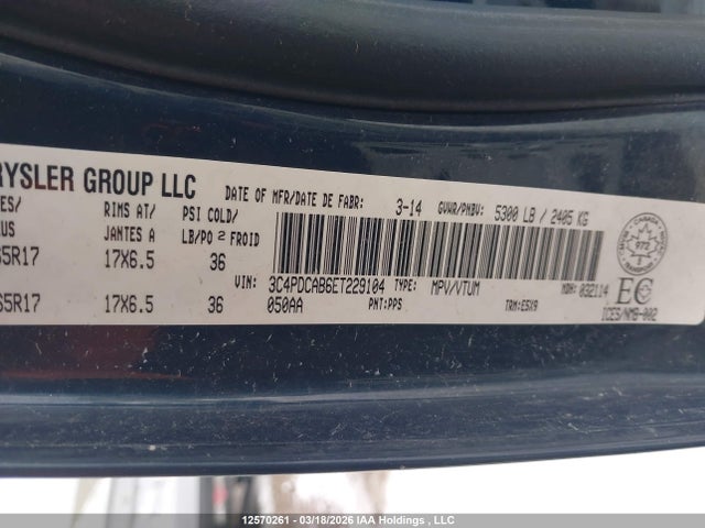Aukcja sprzedaży 2014 Dodge Journey, vin: 3C4PDCAB6ET229104, numer aukcji: 12570261