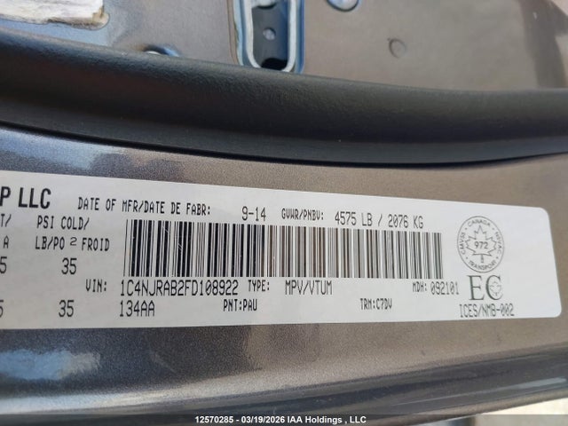 12570285 :رقم المزاد ، 1C4NJRAB2FD108922 vin ، 2015 Jeep Patriot Sport/north مزاد بيع